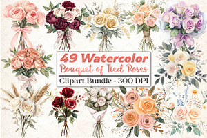Bouquet of Tied Roses - Boho - Clipa, an Illustration by DreamCafeArt