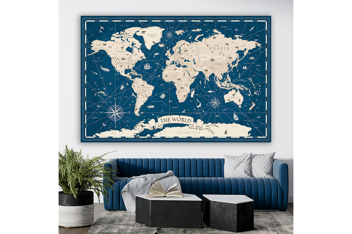 Kids World Map Vintage Vector, a Graphic by PorcuPen Works (Photo 6 of 7)