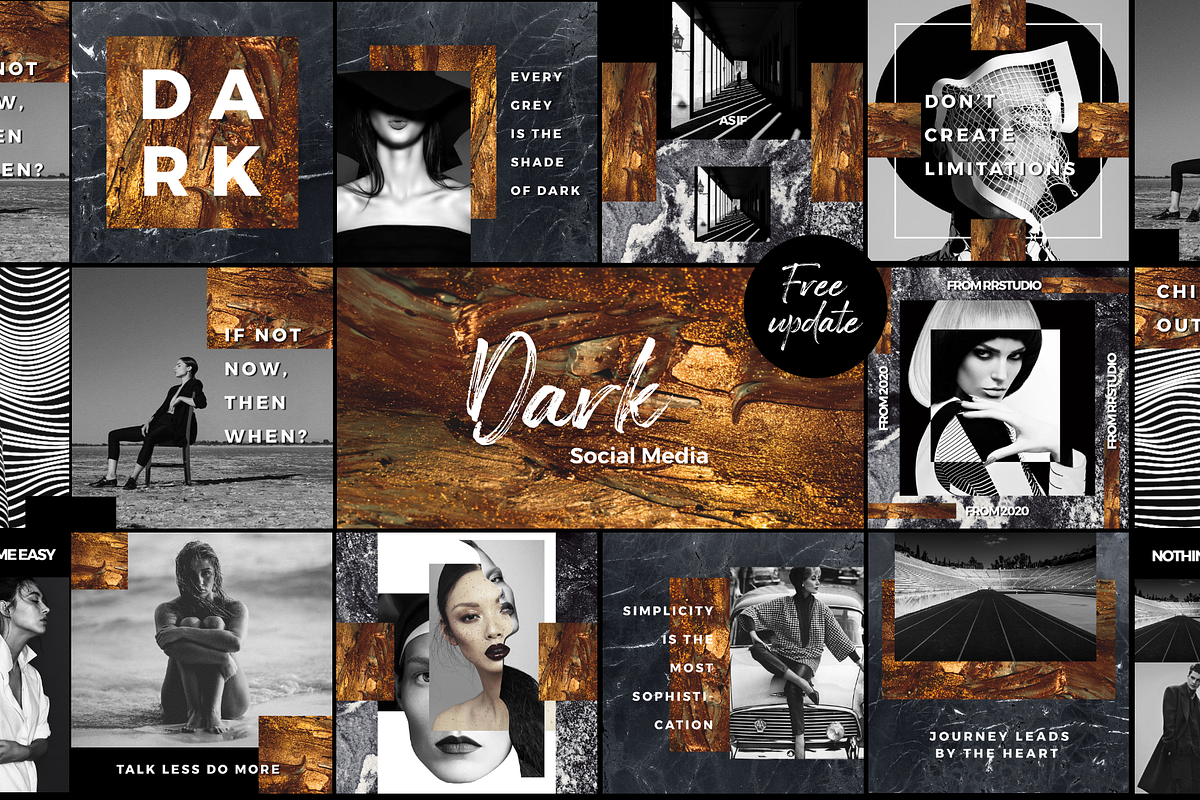Dark Social Media Pack, a Social Media Template by RedRiver Studio (Photo 1 of 17)