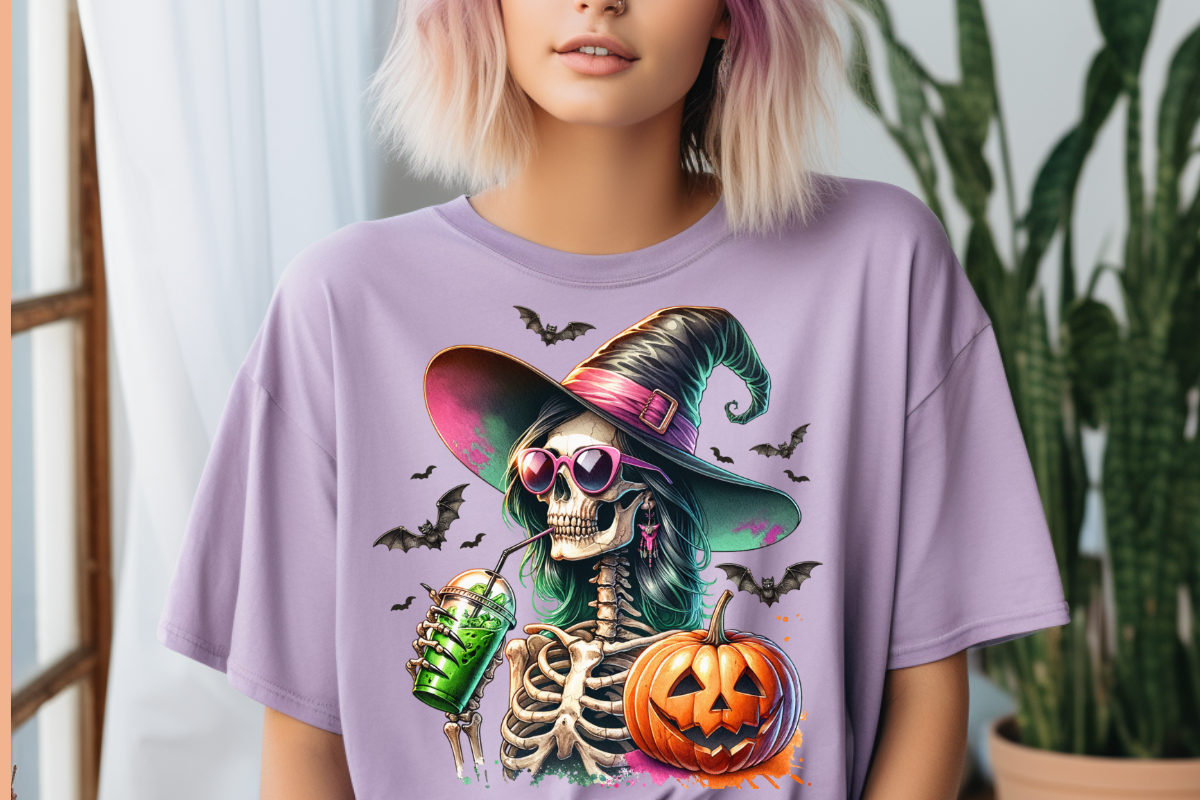 Retro Witch Skeleton and Iced Coffee, a Seasonal Illustration by Bubble Pixel (Photo 8 of 8)