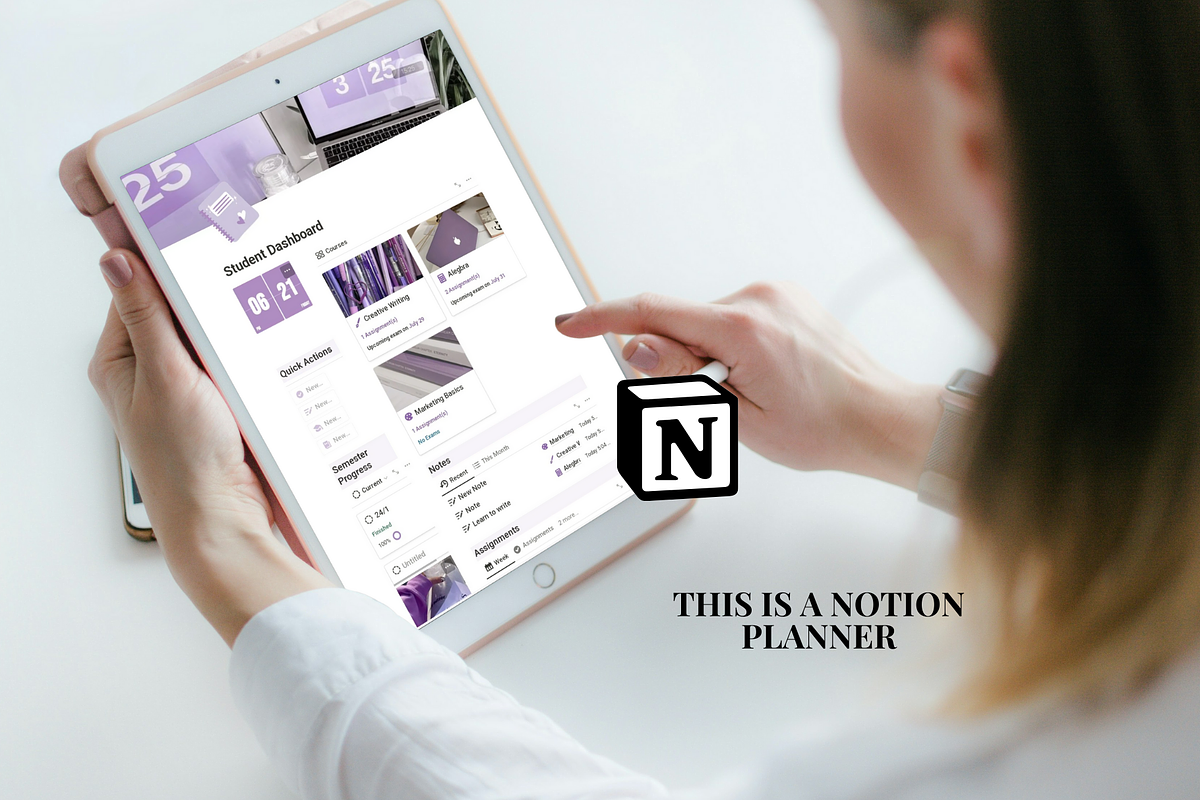 Purple Notion Student Planner, an App Template by SociallyyCreative (Photo 4 of 10)