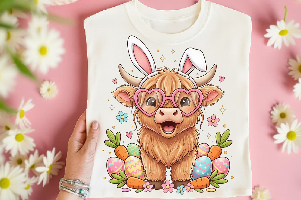 Easter Day Highland Cow PNG, an Illustration by DreamArtGraphic (Photo 3 of 4)