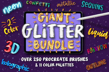 Procreate Giant Glitter Brush Bundle, a Brush Add-On by AlwaysBeColoring
