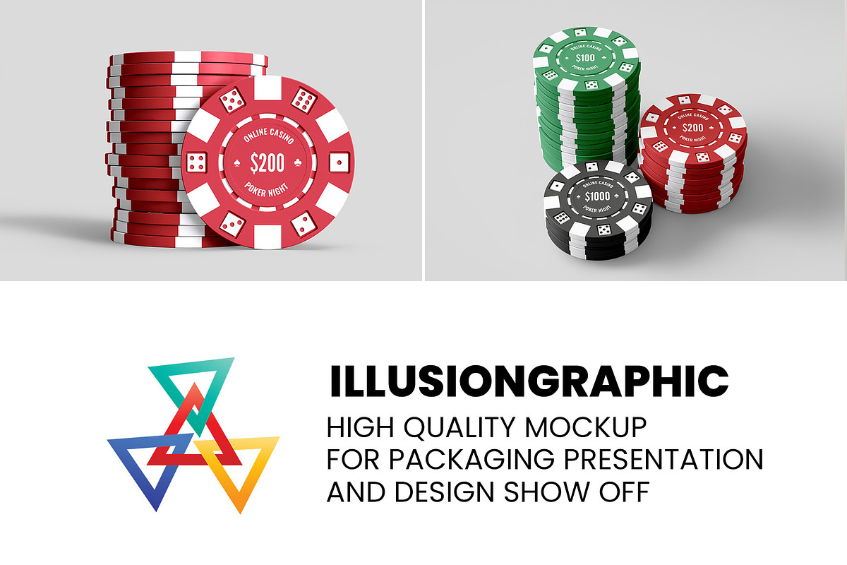 Casino Chips Mockup - 6 views, an Advertising Mockup by Illusiongraphic (Photo 18 of 18)