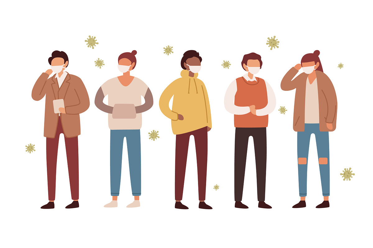 People wearing face masks, a Healthcare Illustration by Good Studio (Photo 2 of 3)