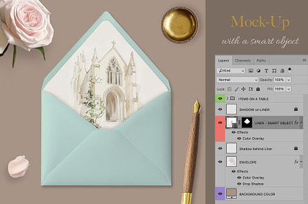 Envelope Liner Mock-up PSD - 2, an Advertising Mockup by Maddy's Art & Mockups