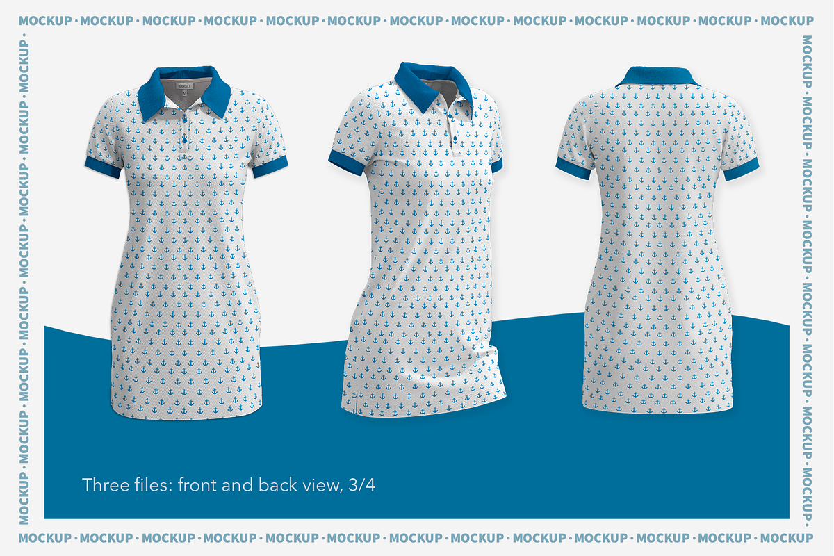Mockup women's polo dresses, a Shirt Mockup by Irena Matiash shop (Photo 2 of 4)