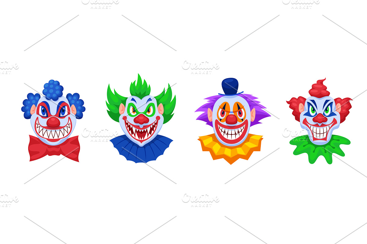 Evil clowns. Scary clown head, a Person Illustration by Stock-Smart-Start