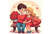Prompt Valentine Day Couple Clipart, a Seasonal Illustration by Creative design (Thumbnail 4 of 7)