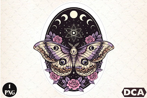 Celestial Lunar Moth Png,Halloween, an Illustration by DreamCafeArt
