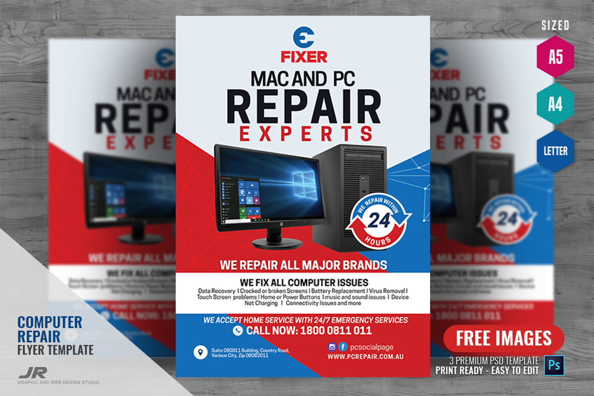Computer Service Center Flyer, a Flyer Template by PSDPixel, image size:1200x800