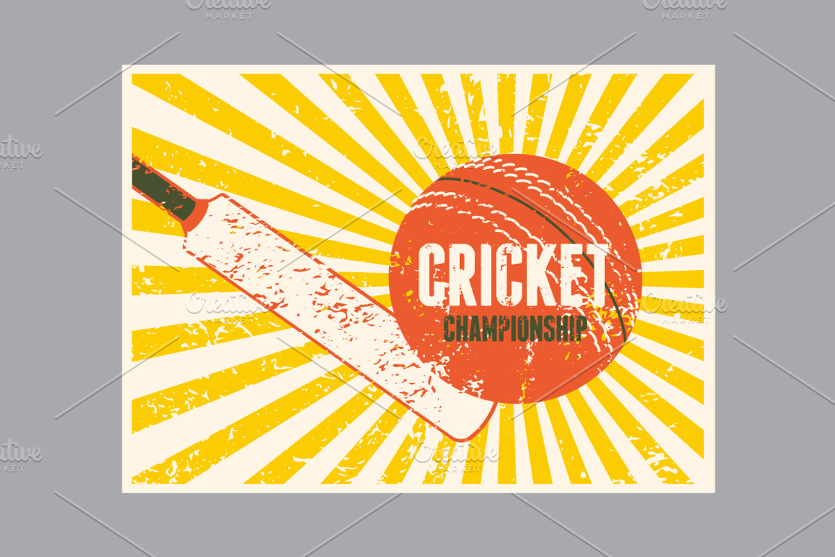 Cricket vintage vector poster set., a Sport Illustration by PoPaShop (Photo 5 of 9)