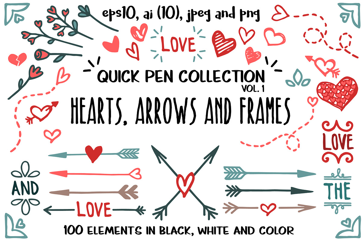 Hearts, arrows and frames, an Illustration by Lina_Lisichka (Photo 1 of 7)