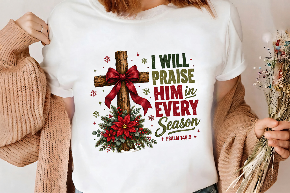 Praise Him Every Season Cross PNG, a Seasonal Illustration by CrexoraLab (Photo 4 of 4)