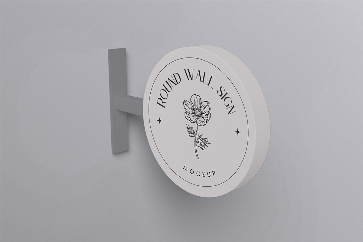 Round Wall Sign Mockup, an Advertising Mockup by xavier_studio (Photo 2 of 5)