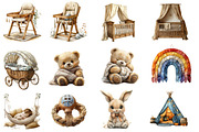 Boho Nursery Baby Clipart Bundle, an Illustration by Designworld (Thumbnail 4 of 5)