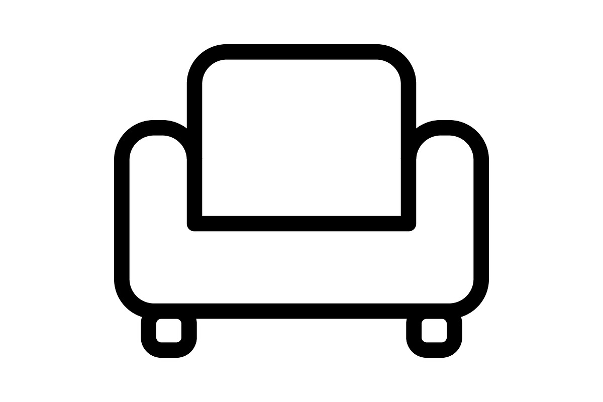 Sofa icon, an Outline Icon by Sumberpangan