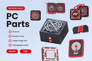 PC Parts 3D Icon Pack, an Object 3D Model by Bartama Graphic