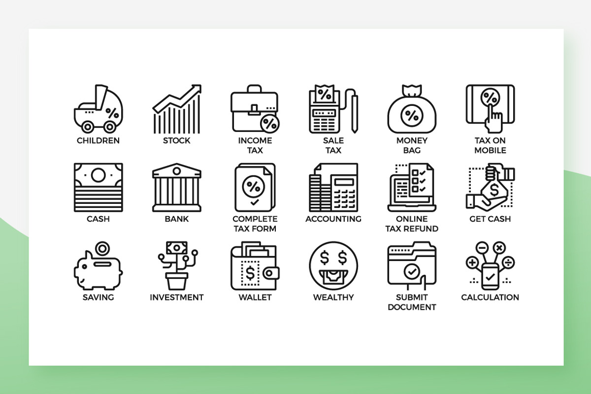 Finance Taxation Icons, an Outline Icon by Becris (Photo 3 of 3)