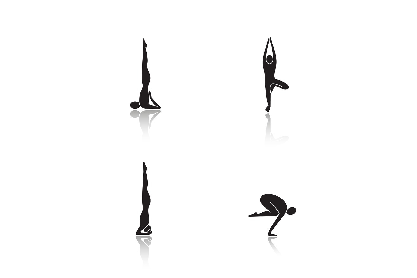 Yoga poses drop shadow black icons set, an Icon by IMG Visuals