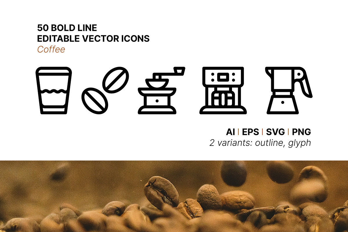 50 Coffee Icons, an Outline Icon by Side Project (Photo 1 of 8)
