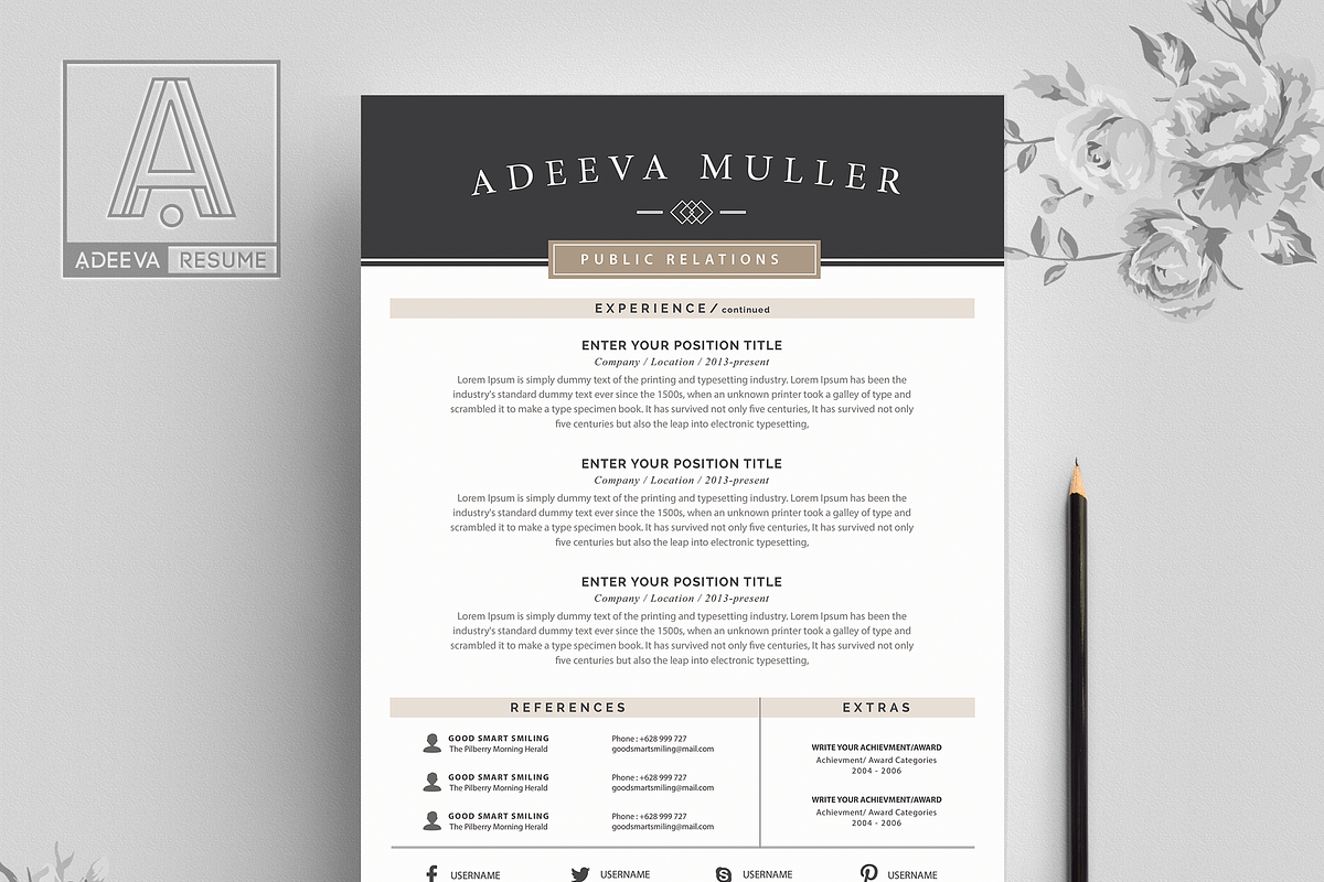Modern Resume Template Lila, a Resume Template by AdeevaResume (Photo 3 of 4)