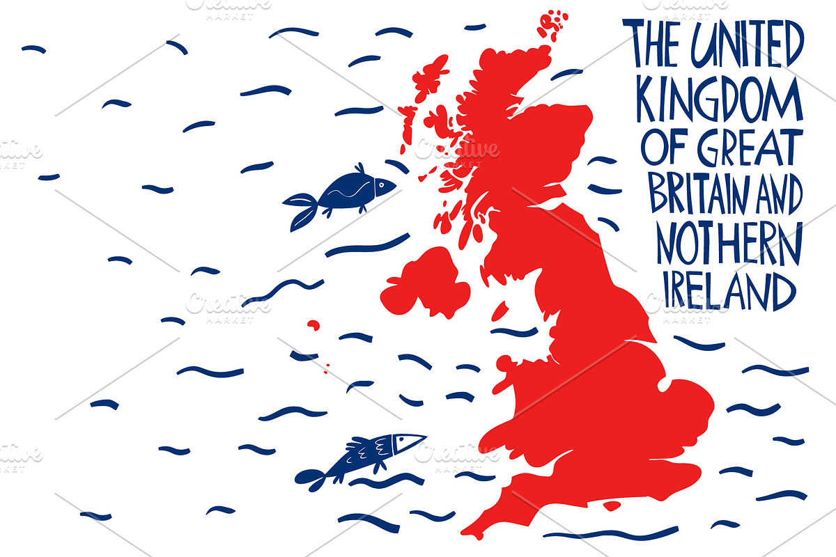Great Britain. Hand Drawn Maps, an Illustration by Lubov Illustrations Shop (Photo 5 of 10)