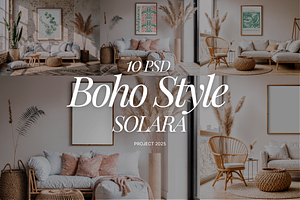 SOLARA Boho Frame Mockup (11 PSD), a Mockup by vikes.art