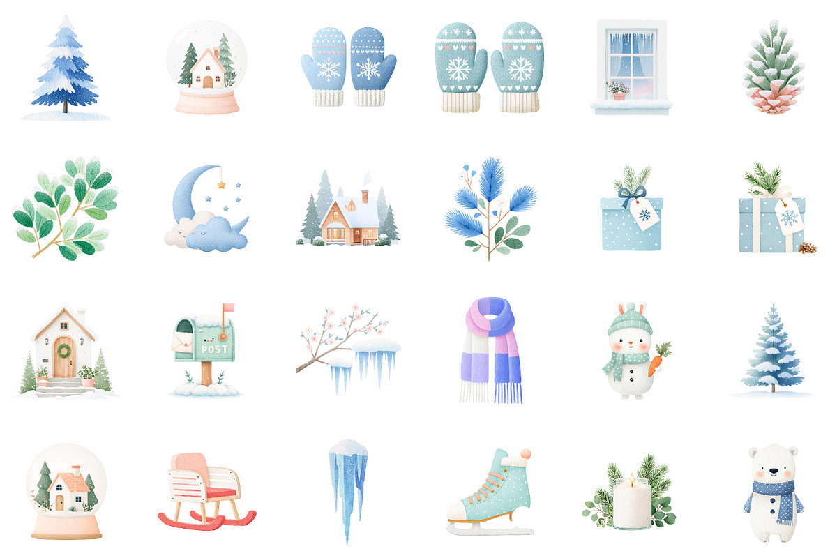 Watercolor Winter Clipart Collection, an Illustration by Sublimation Artist (Photo 2 of 6)