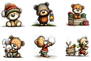Christmas Teddy Bear Clipart,, a Seasonal Illustration by CreationArt (Thumbnail 4 of 5)
