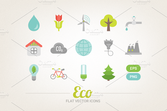 Flat Ecological Icons