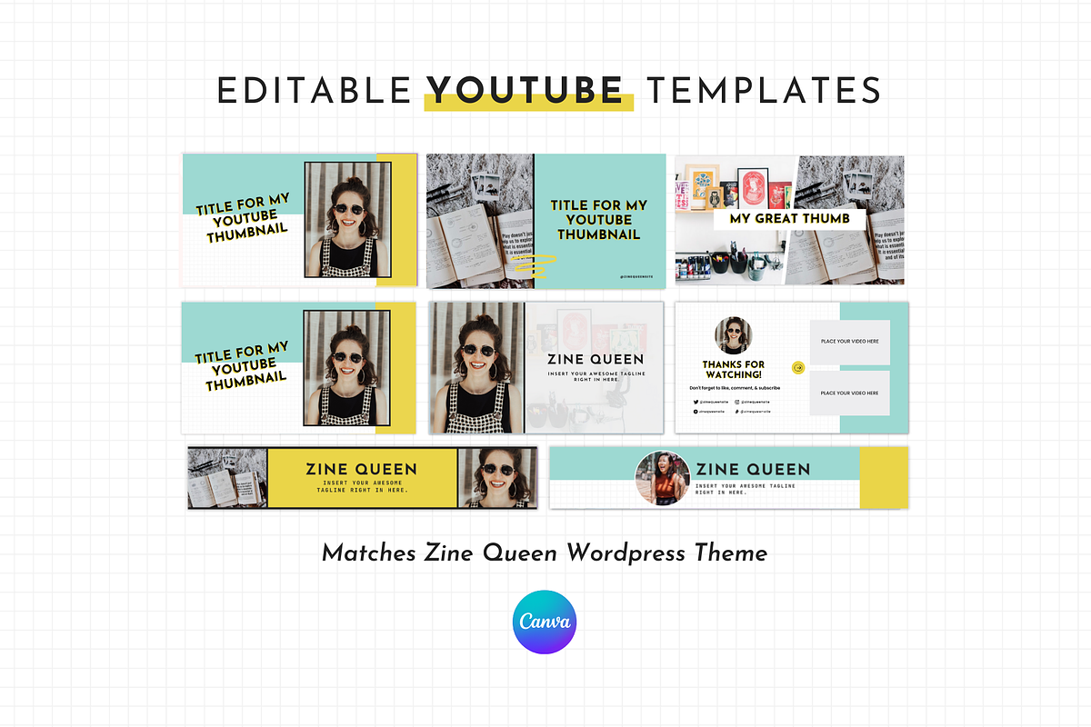 Yellow YouTube Branding Kit Canva, a Social Media Template by ltsdesigns (Photo 1 of 5)