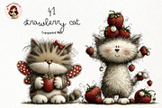 Strawberry Cat PNG Clipart, an Animal Illustration by Nicolle's Colorful Art (Thumbnail 1 of 3)