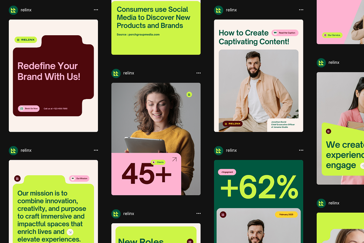 Relinx - Bold Social Media Kit, a Social Media Template by Studio Provo (Photo 1 of 6)