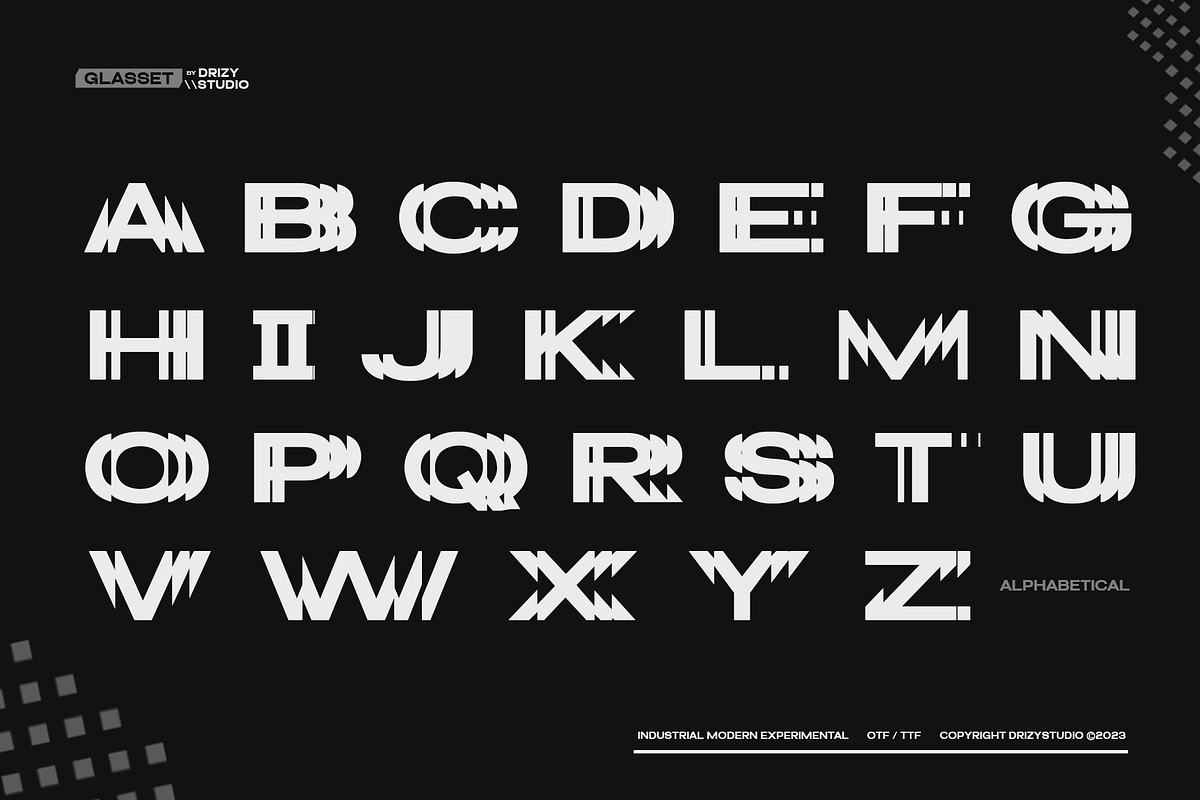 Glasset – Experimental Distort Font, a Sans Serif Font by Drizy (Photo 4 of 10)