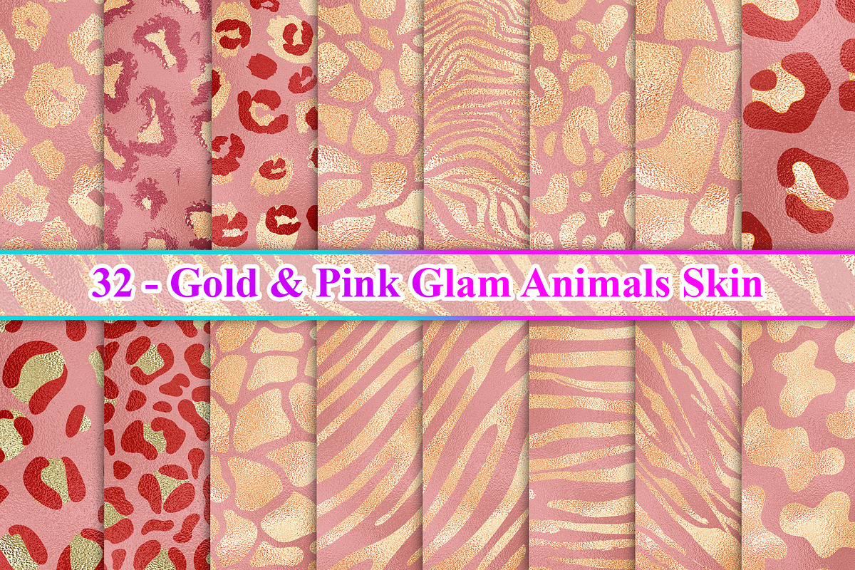 Gold Pink Glam Animals Skin, a Pattern Graphic by Digital Studio (Photo 1 of 7)