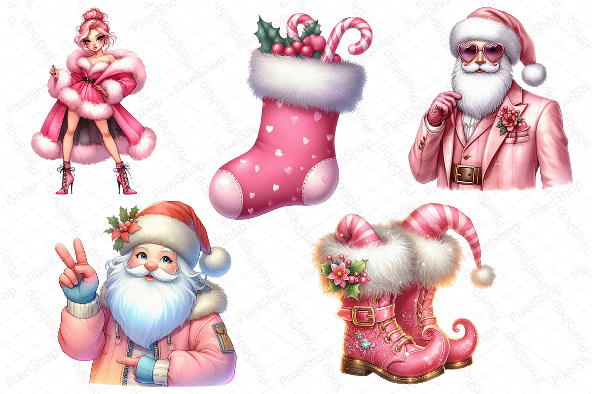 Pink Trendy Christmas Santa Png, an Illustration by DreamPrint404 (Photo 5 of 6)