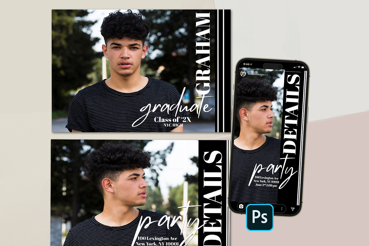 Senior Boy Grad Card Template, a Card Template by InstaNoirDesigns (Photo 1 of 8)