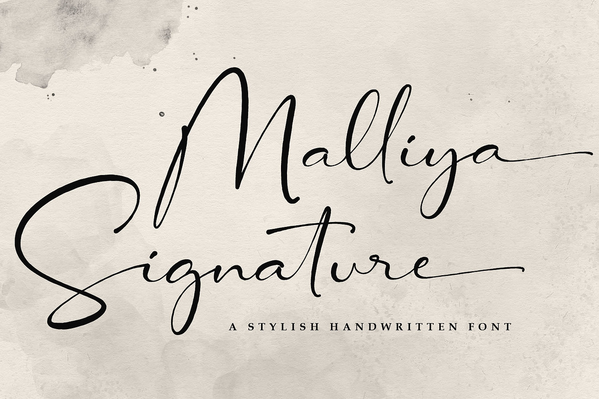 SALE Malliya Signature Font, a Script Font by Kotak Kuning Studio (Photo 1 of 10)