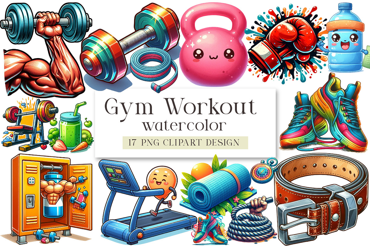 Gym Workout Sublimation Clipart, an Illustration by DreamArtGraphic (Photo 1 of 4)