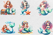 Little Mermaid Under the Sea Clipart, an Illustration by Black Bird Studio (Thumbnail 3 of 6)