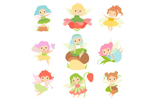 Cute Little Forest Fairies Set