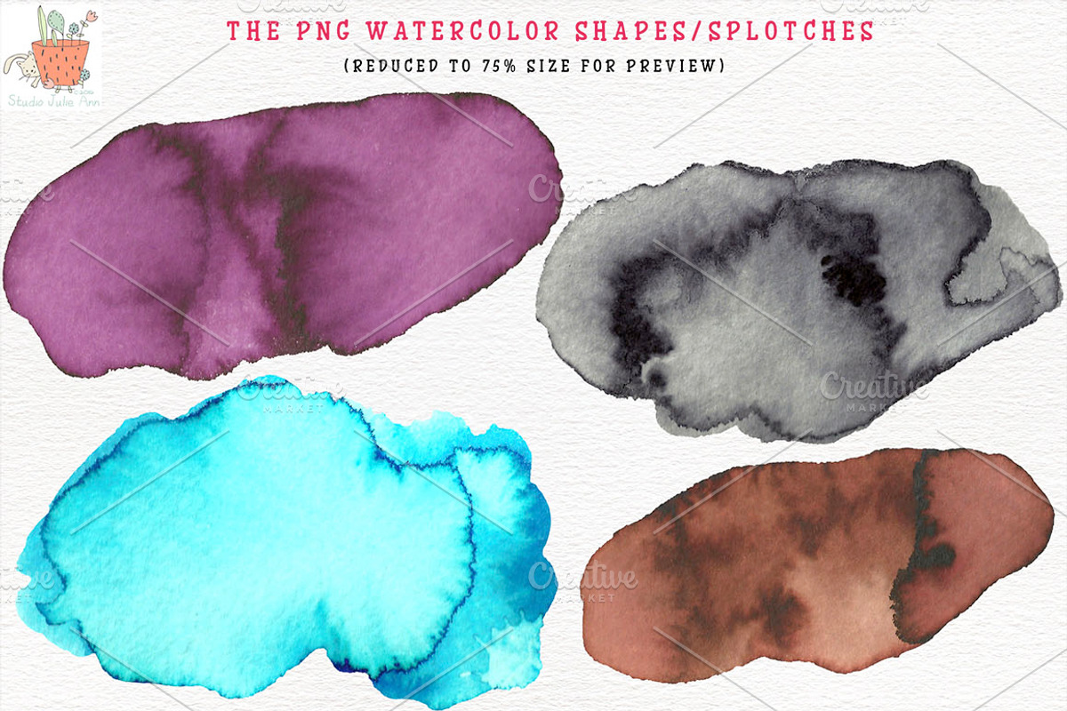 Watercolor Shapes Brushes Vol 3, a Texture Graphic by Studio Julie Ann (Photo 2 of 4)