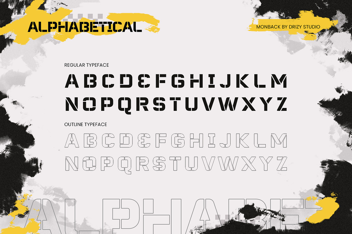 Monback - Modern Stencil Font, a Sans Serif Font by Drizy (Photo 2 of 10)