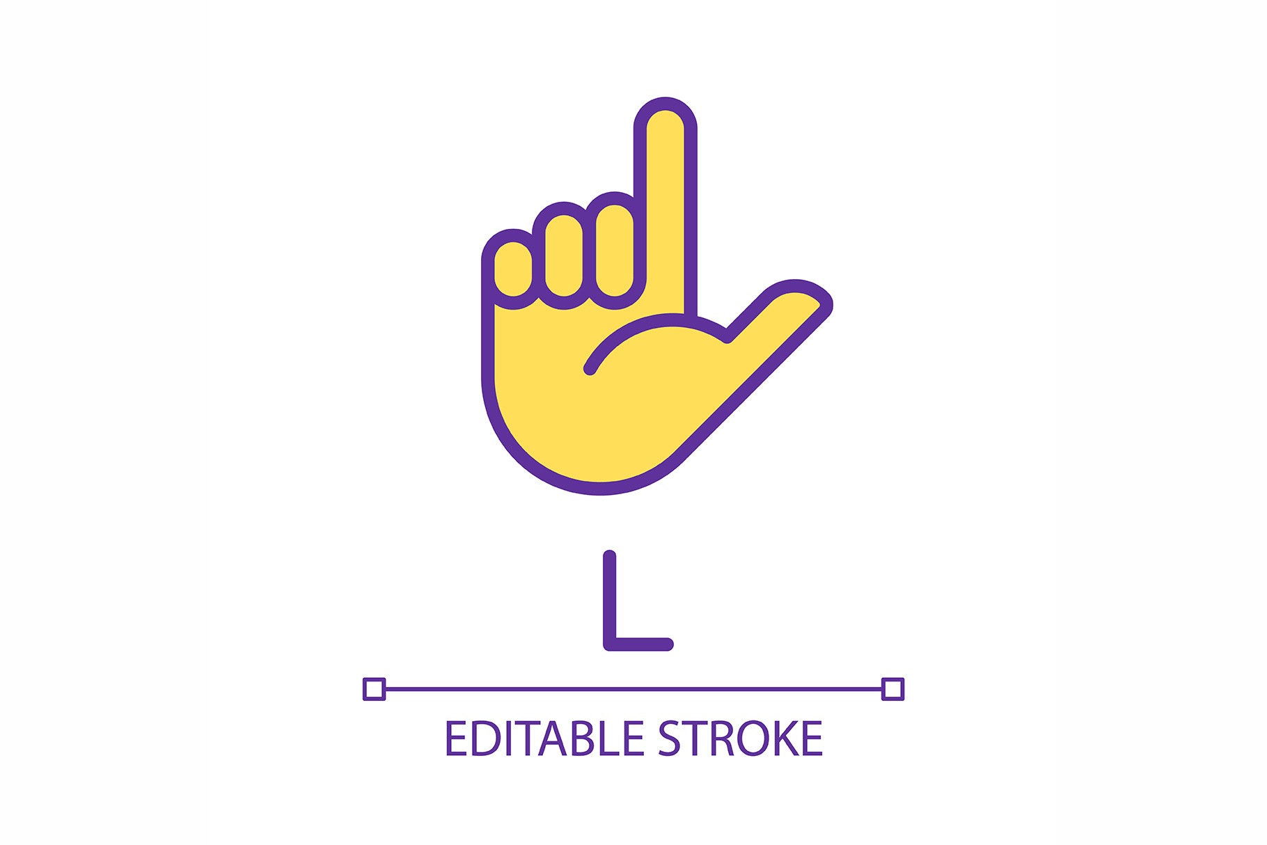 Letter L in American sign language p, an Outline Icon by IMG Visuals
