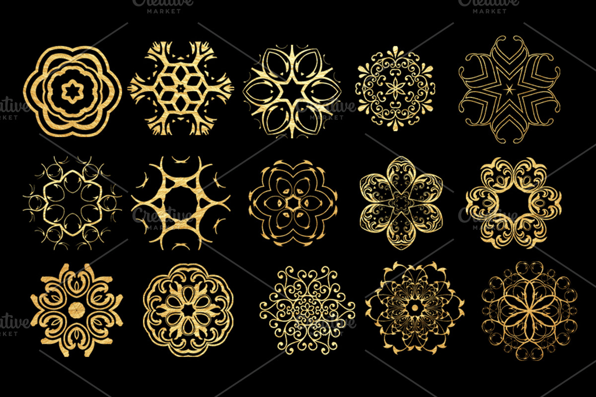 Golden Decorative Patterns, a Pattern Graphic by BazziBa♥ (Photo 3 of 7)