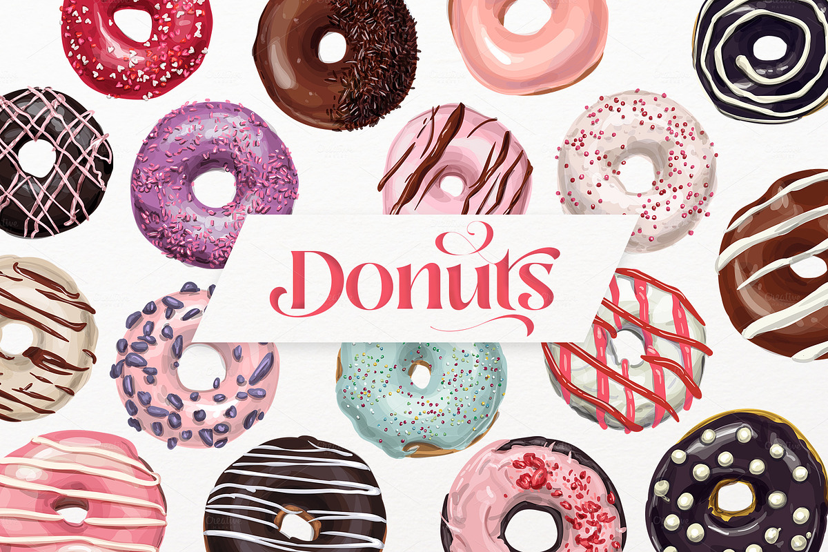 Donuts VECTOR illustrations, a Food Illustration by Natalka Dmitrova art (Photo 11 of 27)