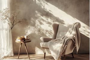 cozy reading nook with minimalist, an Architecture Photo by Lermont51