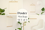 Poster Mockup SET with Wood Hanger, a Print Template by LOPEstudio (Thumbnail 1 of 8)