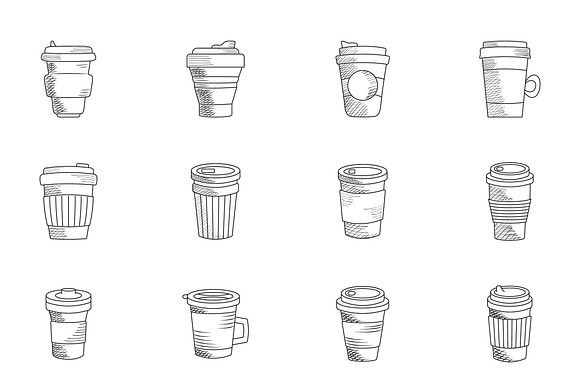 Eco Coffee Cup Icons Set preview 3